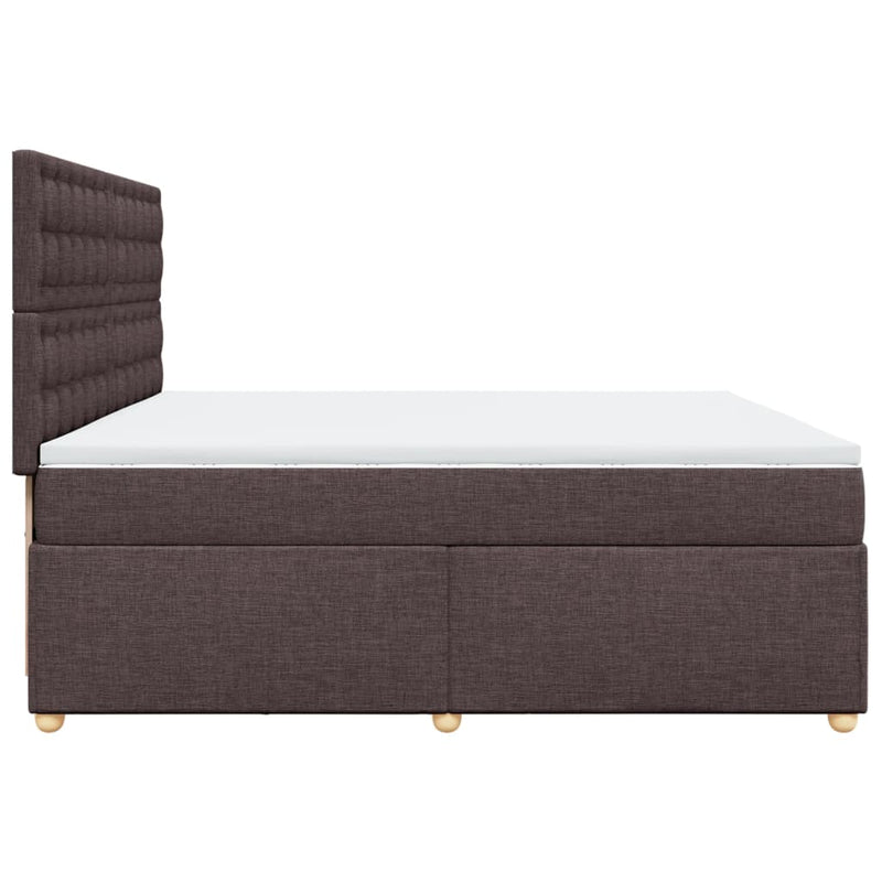 vidaXL sötétbarna szövet rugós ágy matraccal 200 x 200 cm