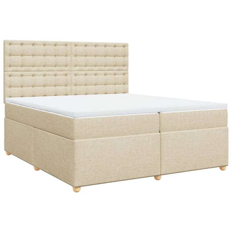 vidaXL krémszínű szövet rugós ágy matraccal 200 x 200 cm