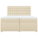 vidaXL krémszínű szövet rugós ágy matraccal 200 x 200 cm