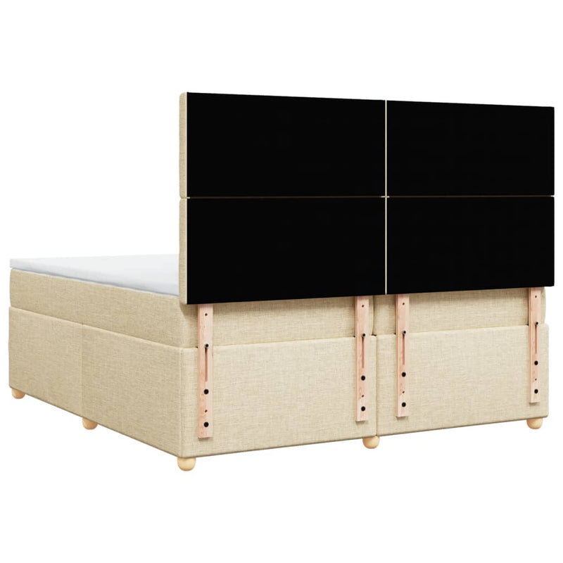 vidaXL krémszínű szövet rugós ágy matraccal 200 x 200 cm