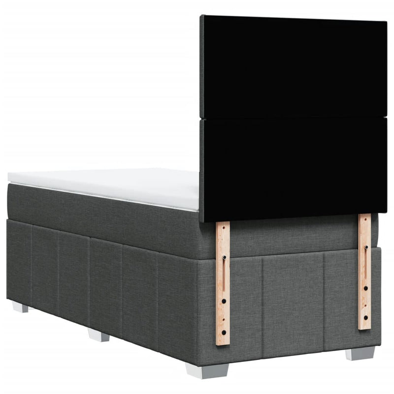 vidaXL sötétszürke szövet rugós ágy matraccal 100 x 200 cm