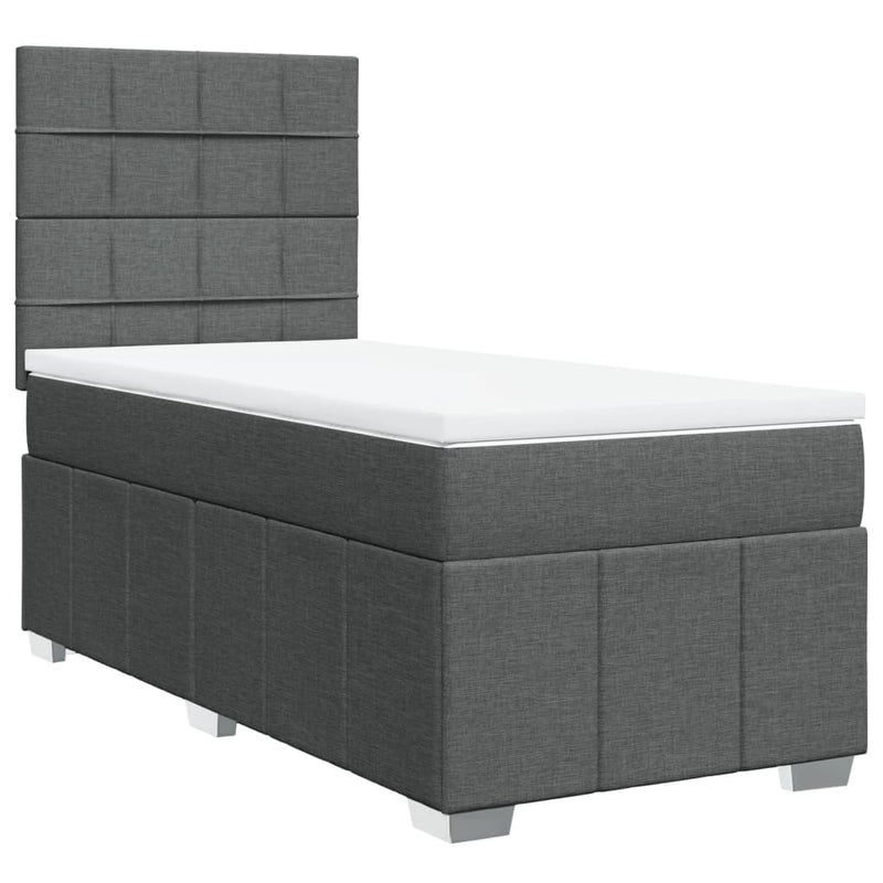 vidaXL sötétszürke szövet rugós ágy matraccal 100 x 200 cm