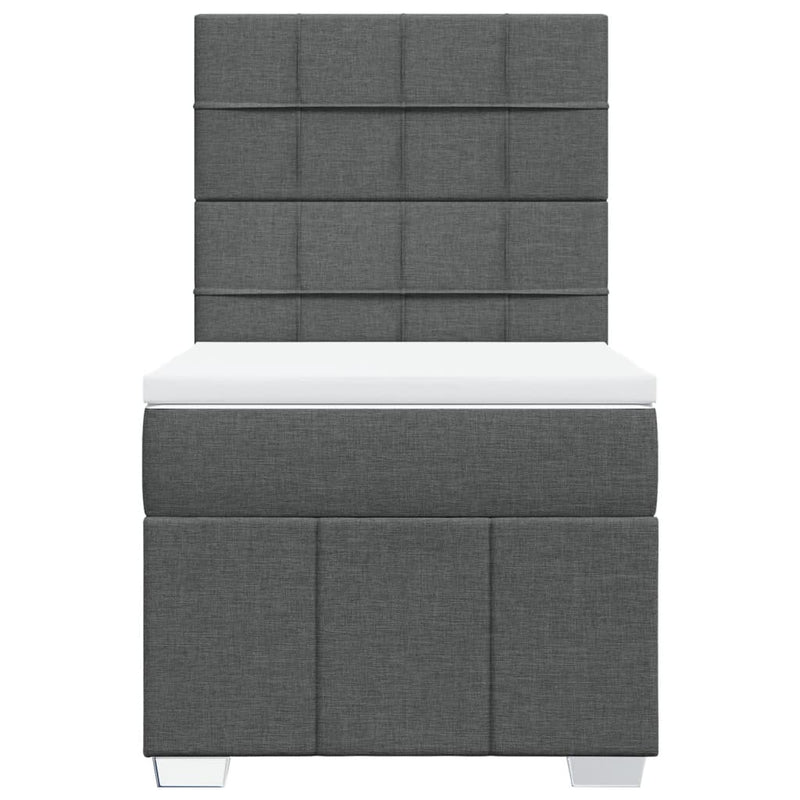 vidaXL sötétszürke szövet rugós ágy matraccal 100 x 200 cm