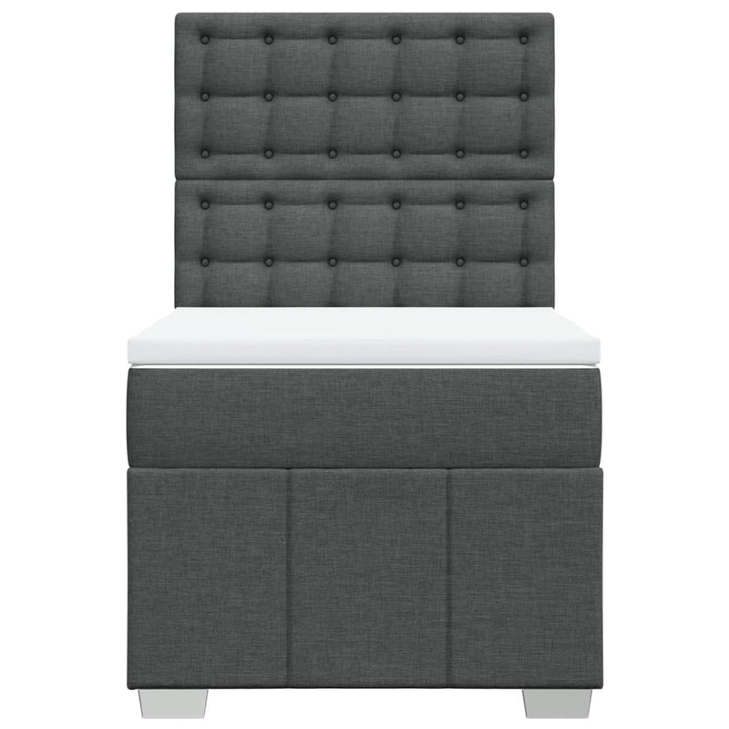 vidaXL sötétszürke szövet rugós ágy matraccal 100 x 200 cm