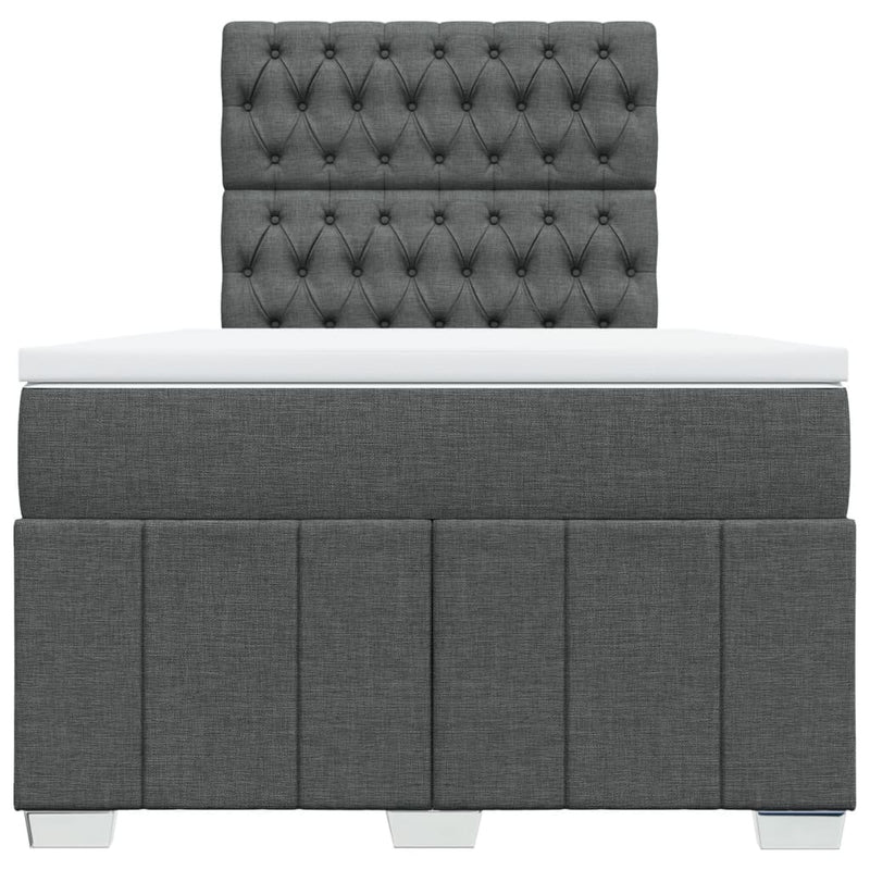 vidaXL sötétszürke szövet rugós ágy matraccal 120 x 190 cm