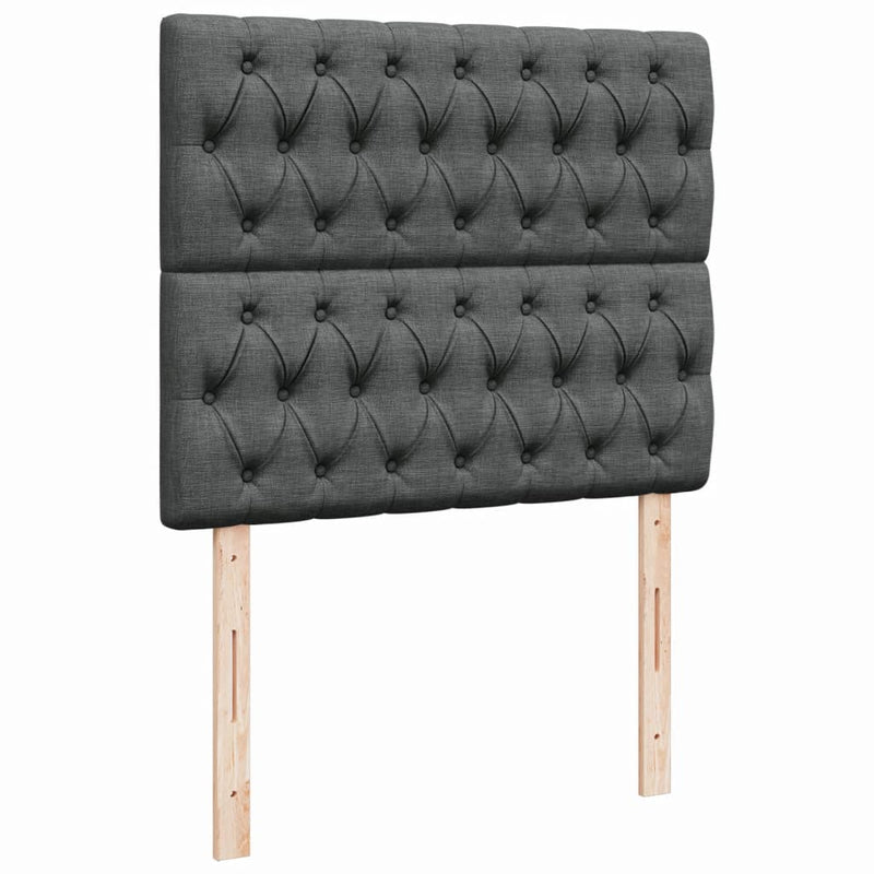 vidaXL sötétszürke szövet rugós ágy matraccal 120 x 190 cm