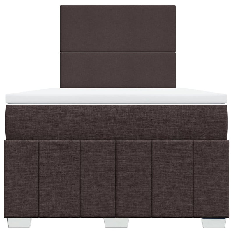 vidaXL sötétbarna szövet rugós ágy matraccal 120 x 200 cm