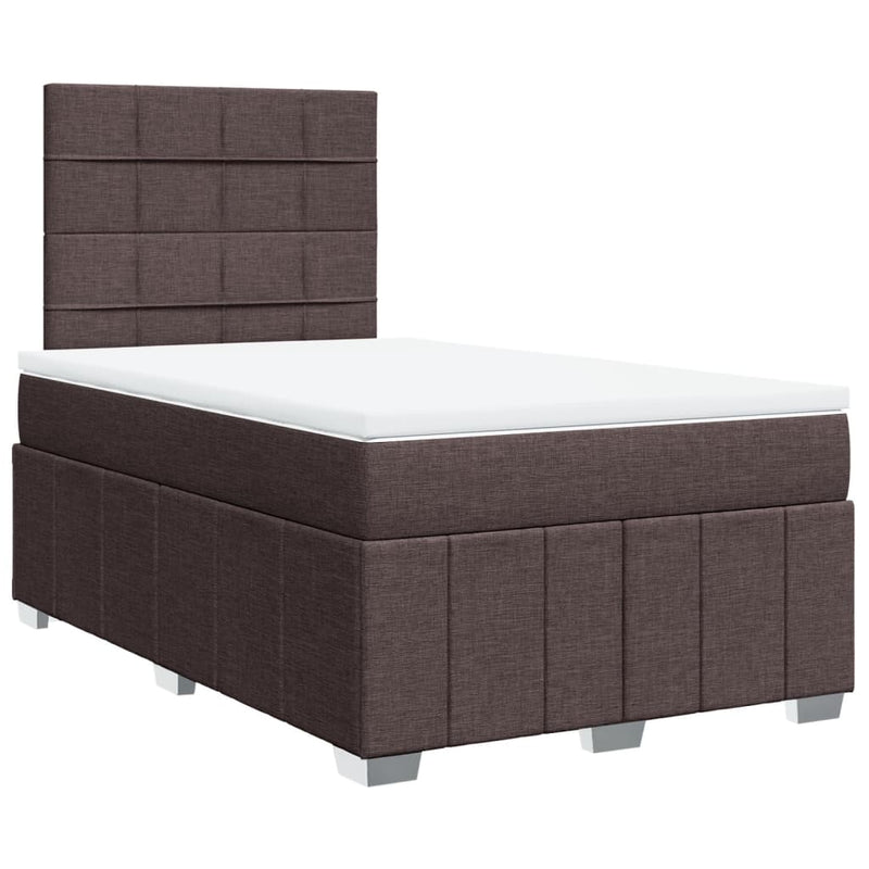 vidaXL sötétbarna szövet rugós ágy matraccal 120 x 200 cm