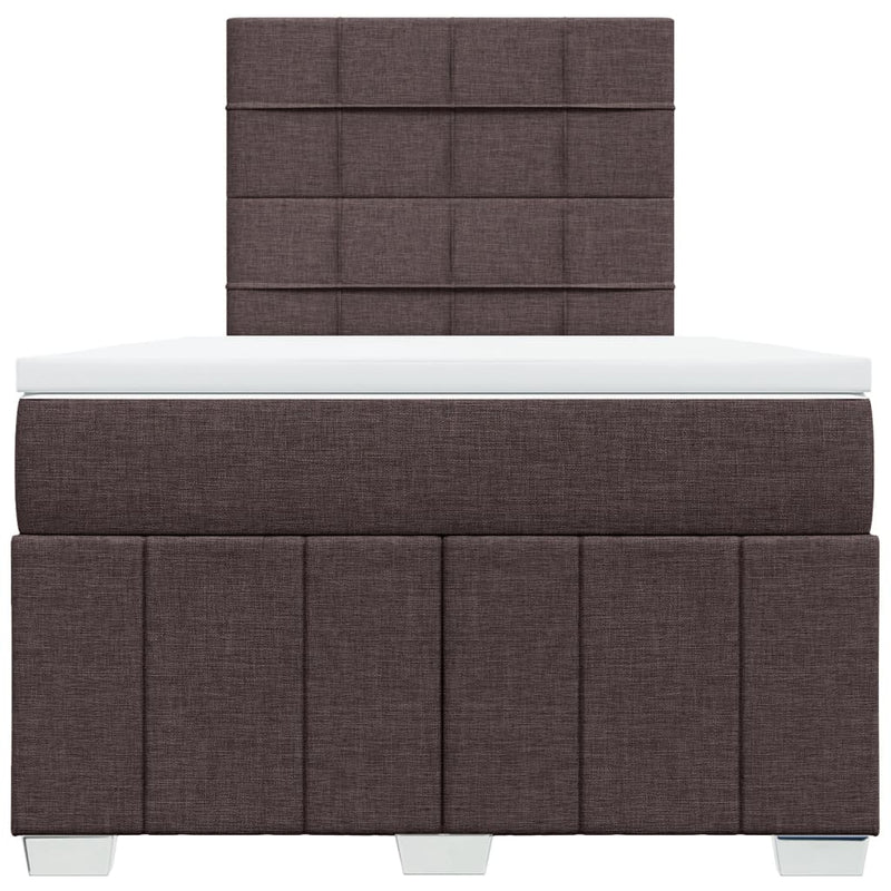 vidaXL sötétbarna szövet rugós ágy matraccal 120 x 200 cm
