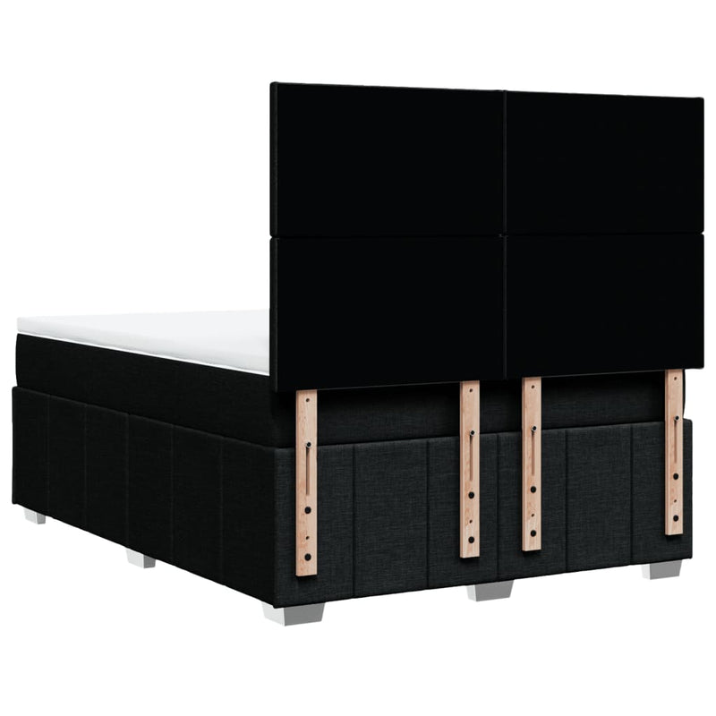 vidaXL fekete szövet rugós ágy matraccal 140 x 190 cm