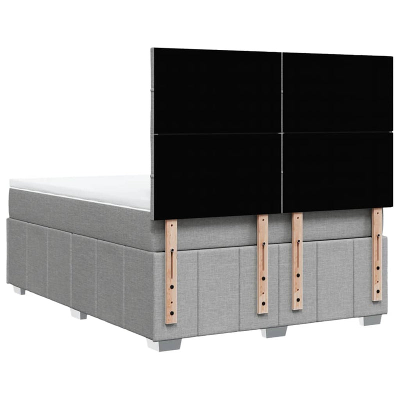 vidaXL világosszürke szövet rugós ágy matraccal 140 x 190 cm