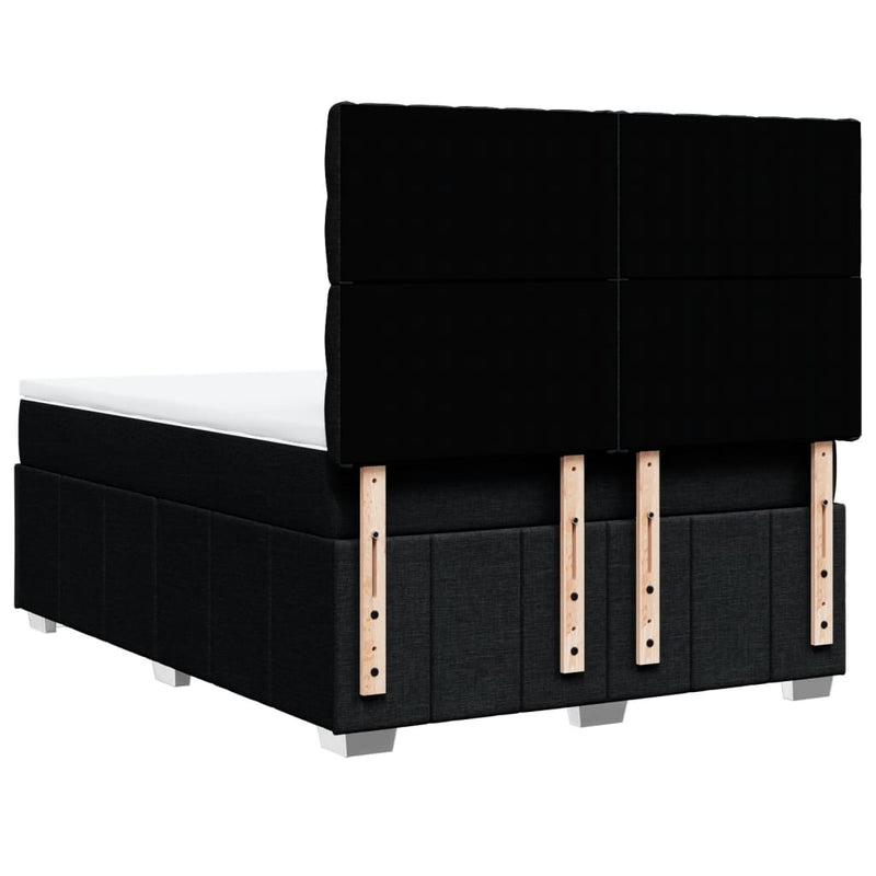 vidaXL fekete szövet rugós ágy matraccal 140 x 190 cm