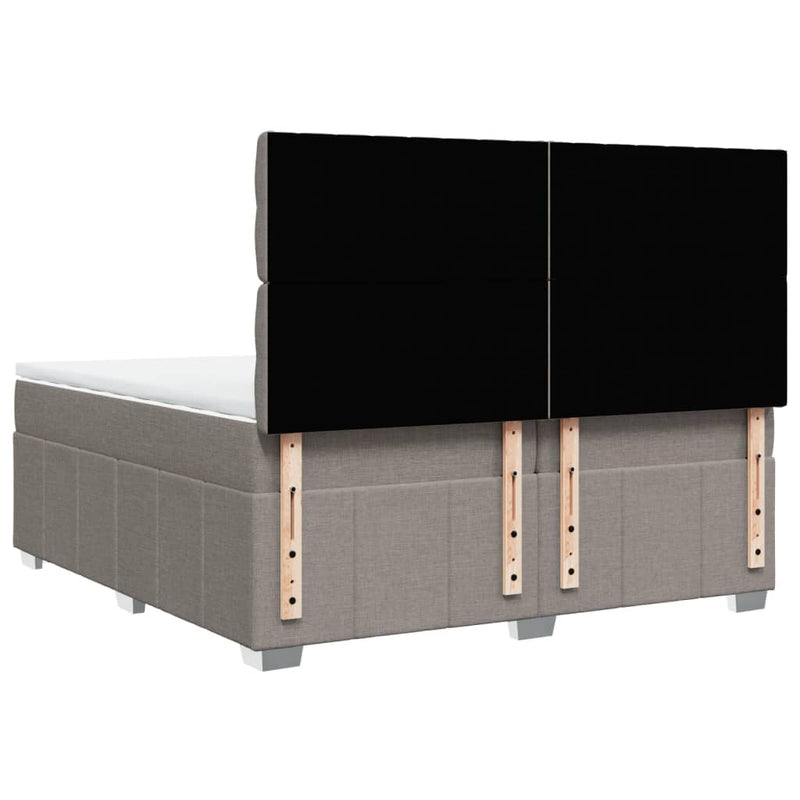 vidaXL tópszínű szövet rugós ágy matraccal 200 x 200 cm