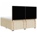 vidaXL krémszínű szövet rugós ágy matraccal 200 x 200 cm