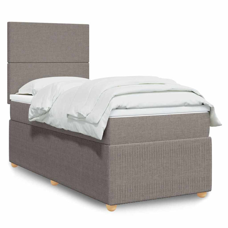 vidaXL tópszínű szövet rugós ágy matraccal 100 x 200 cm