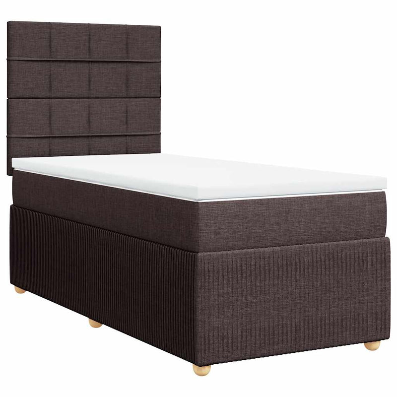 vidaXL sötétbarna szövet rugós ágy matraccal 100 x 200 cm