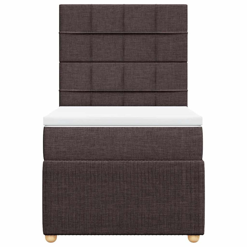vidaXL sötétbarna szövet rugós ágy matraccal 100 x 200 cm