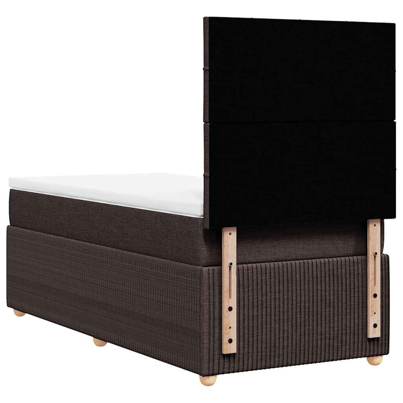 vidaXL sötétbarna szövet rugós ágy matraccal 100 x 200 cm