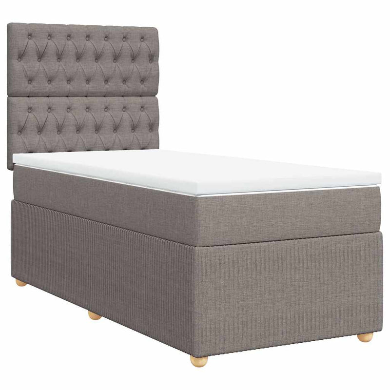 vidaXL tópszínű szövet rugós ágy matraccal 100 x 200 cm
