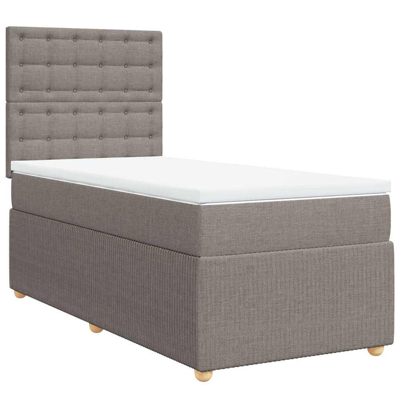 vidaXL tópszínű szövet rugós ágy matraccal 100 x 200 cm