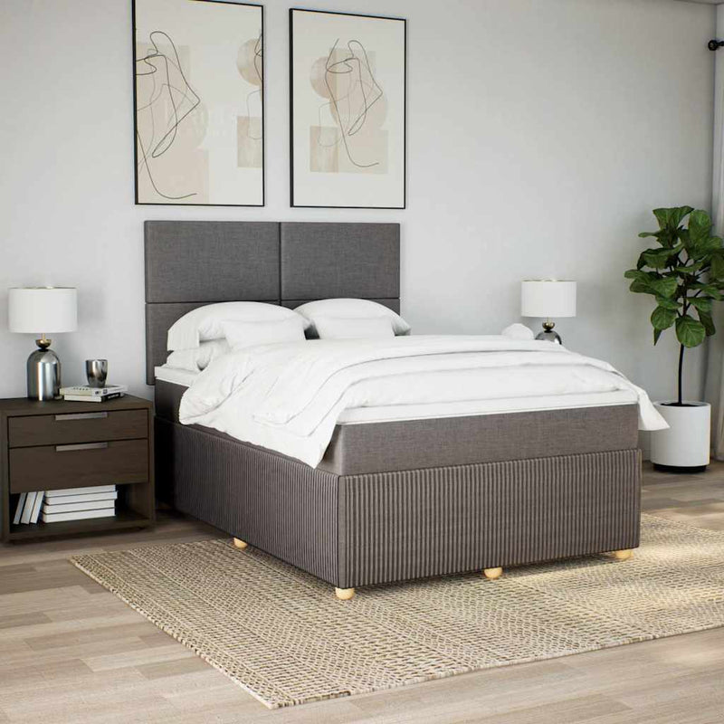 vidaXL tópszínű szövet rugós ágy matraccal 140 x 190 cm