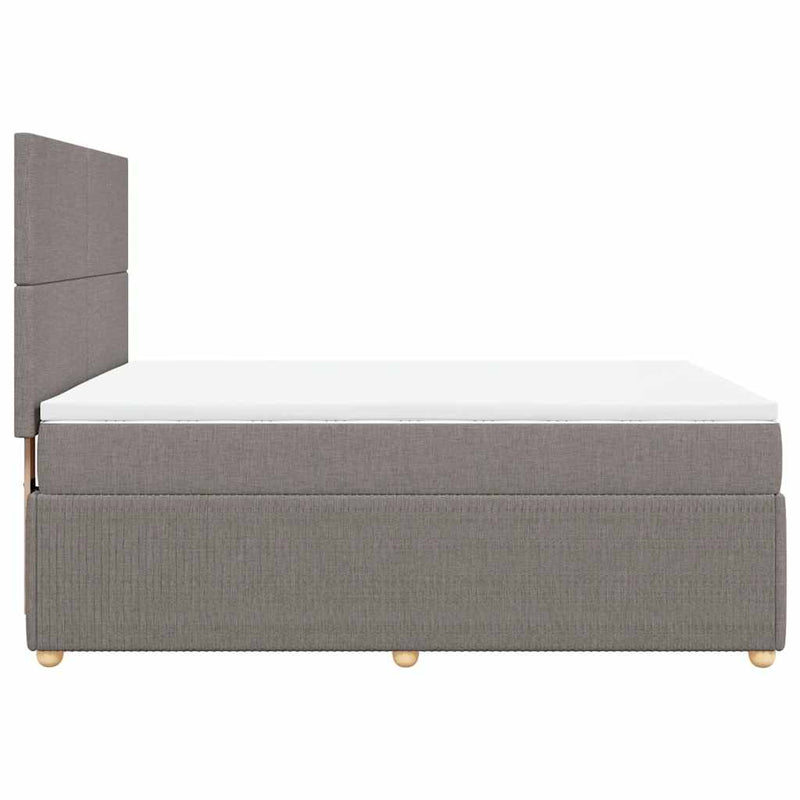 vidaXL tópszínű szövet rugós ágy matraccal 140 x 190 cm