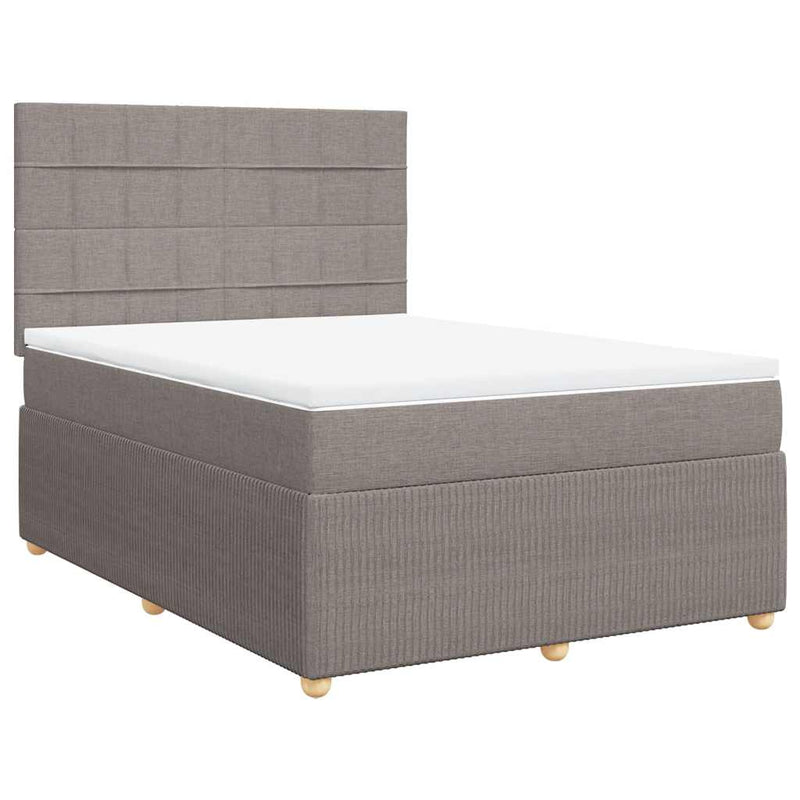 vidaXL tópszínű szövet rugós ágy matraccal 140 x 190 cm