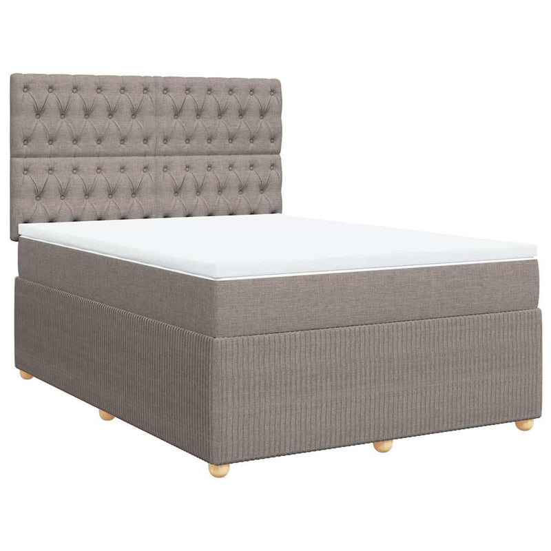 vidaXL tópszínű szövet rugós ágy matraccal 140 x 190 cm