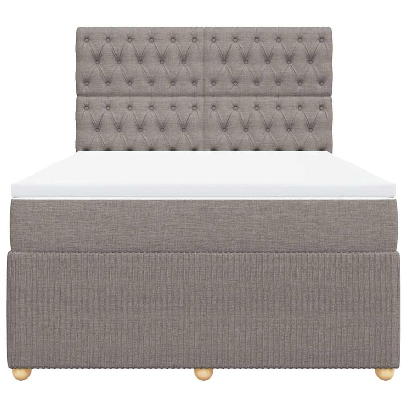 vidaXL tópszínű szövet rugós ágy matraccal 140 x 190 cm