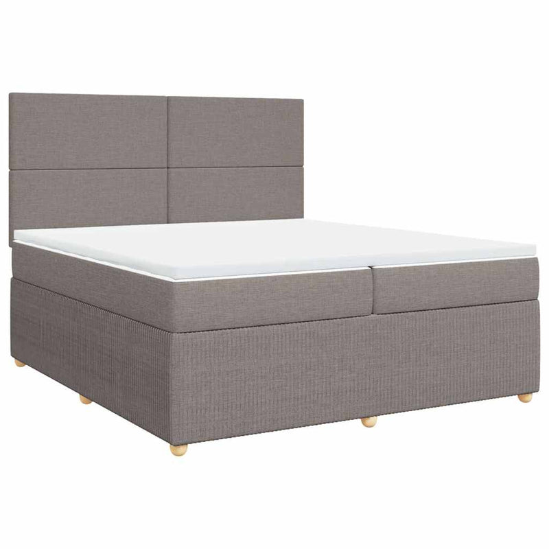 vidaXL tópszínű szövet rugós ágy matraccal 200 x 200 cm