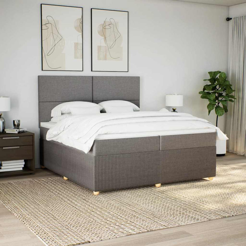 vidaXL tópszínű szövet rugós ágy matraccal 200 x 200 cm
