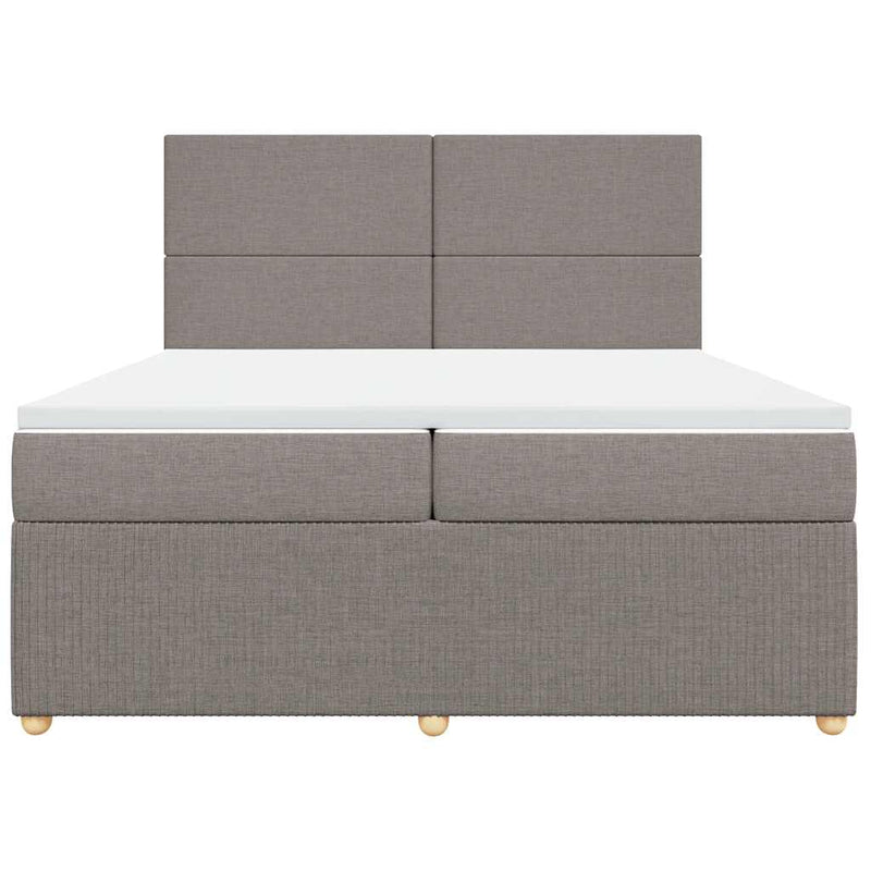 vidaXL tópszínű szövet rugós ágy matraccal 200 x 200 cm