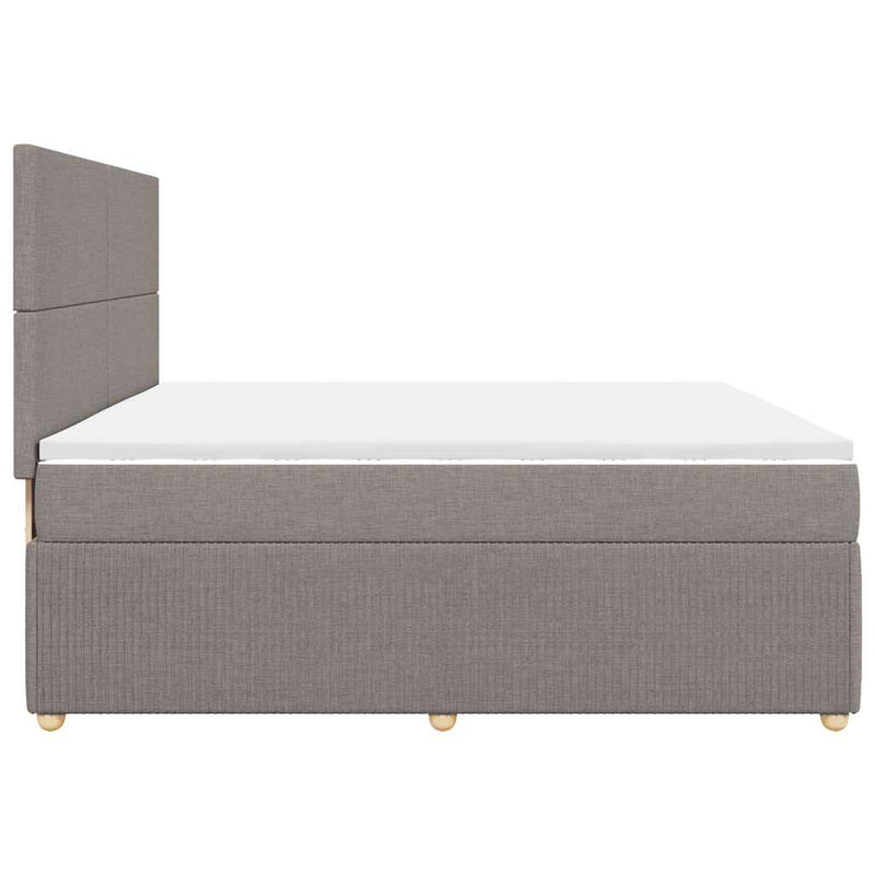 vidaXL tópszínű szövet rugós ágy matraccal 200 x 200 cm