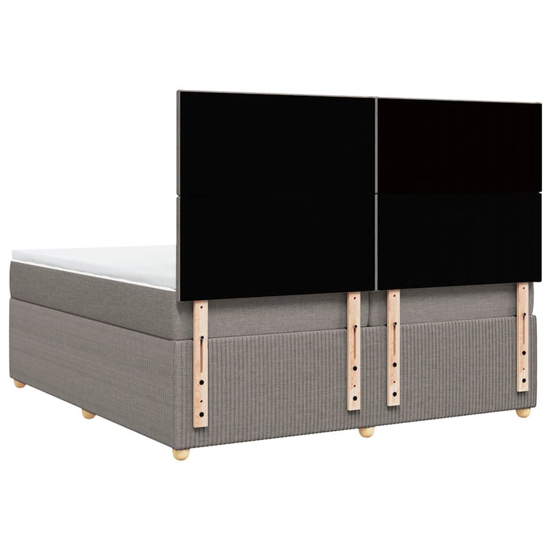 vidaXL tópszínű szövet rugós ágy matraccal 200 x 200 cm