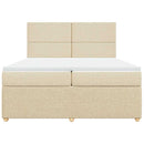 vidaXL krémszínű szövet rugós ágy matraccal 200 x 200 cm