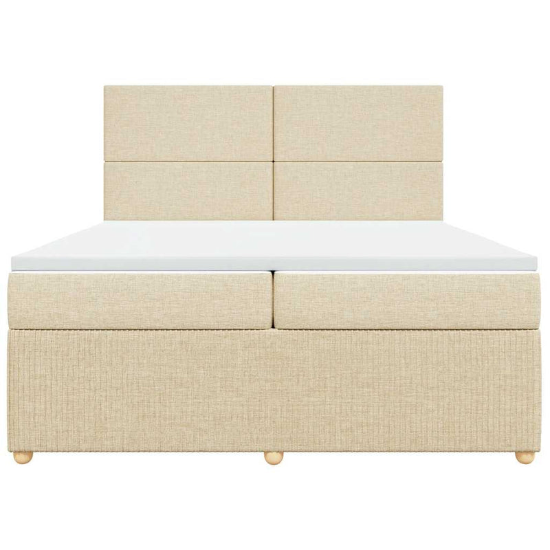 vidaXL krémszínű szövet rugós ágy matraccal 200 x 200 cm