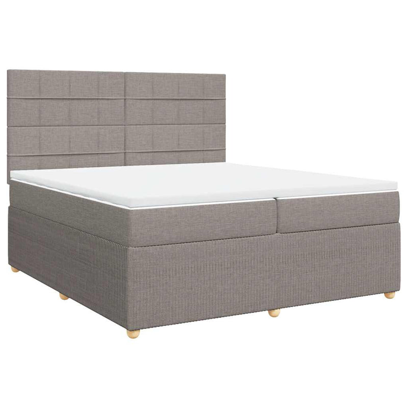 vidaXL tópszínű szövet rugós ágy matraccal 200 x 200 cm