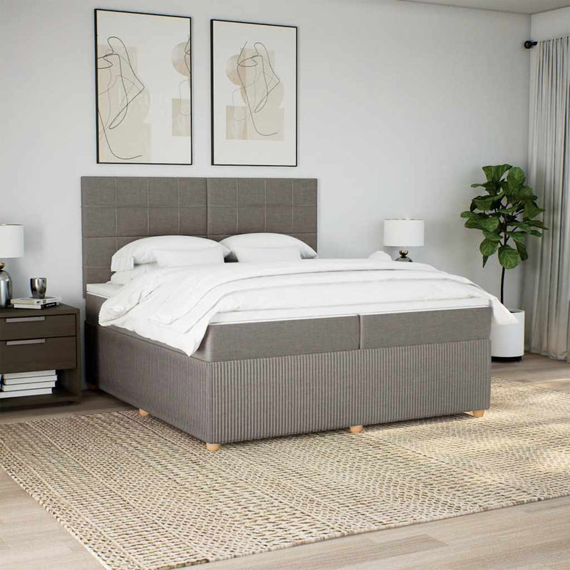 vidaXL tópszínű szövet rugós ágy matraccal 200 x 200 cm