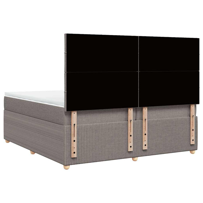 vidaXL tópszínű szövet rugós ágy matraccal 200 x 200 cm