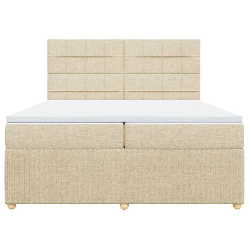 vidaXL krémszínű szövet rugós ágy matraccal 200 x 200 cm