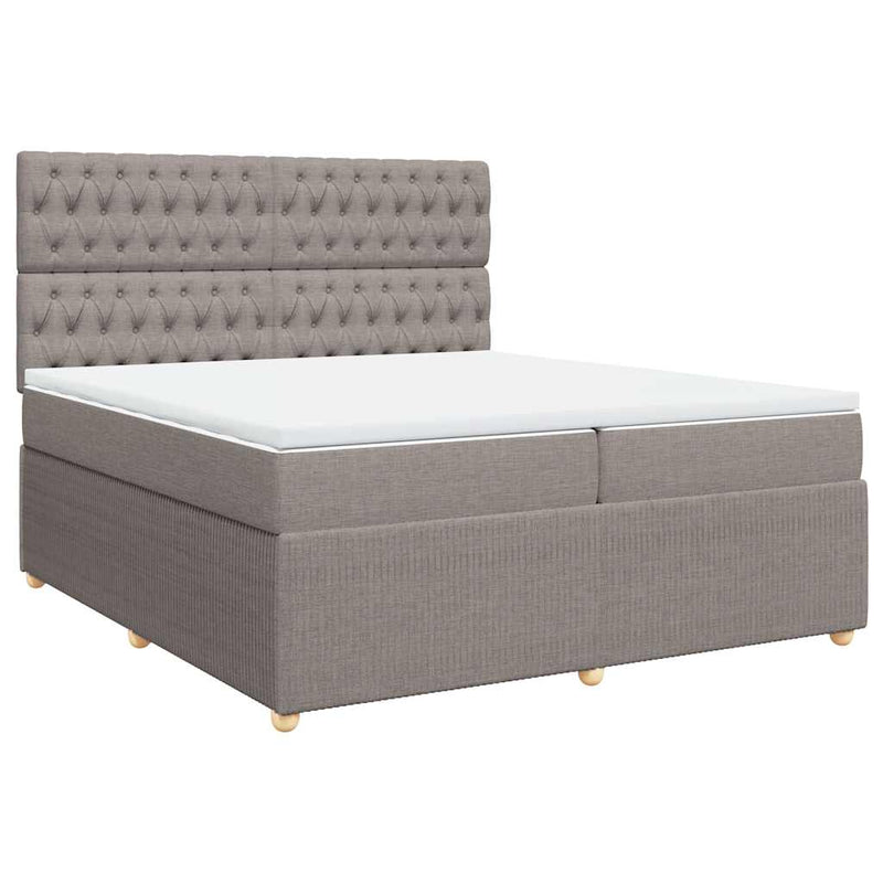 vidaXL tópszínű szövet rugós ágy matraccal 200 x 200 cm