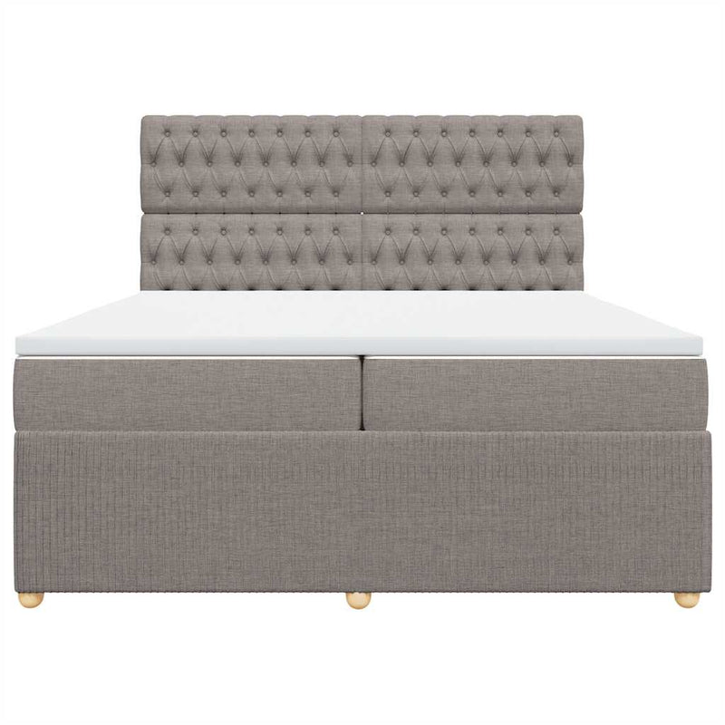 vidaXL tópszínű szövet rugós ágy matraccal 200 x 200 cm