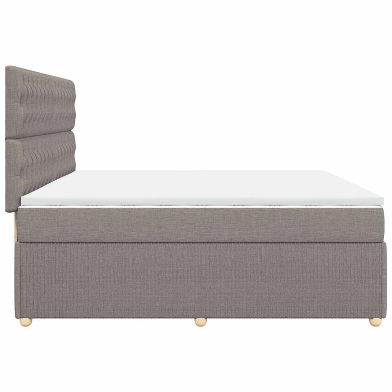 vidaXL tópszínű szövet rugós ágy matraccal 200 x 200 cm