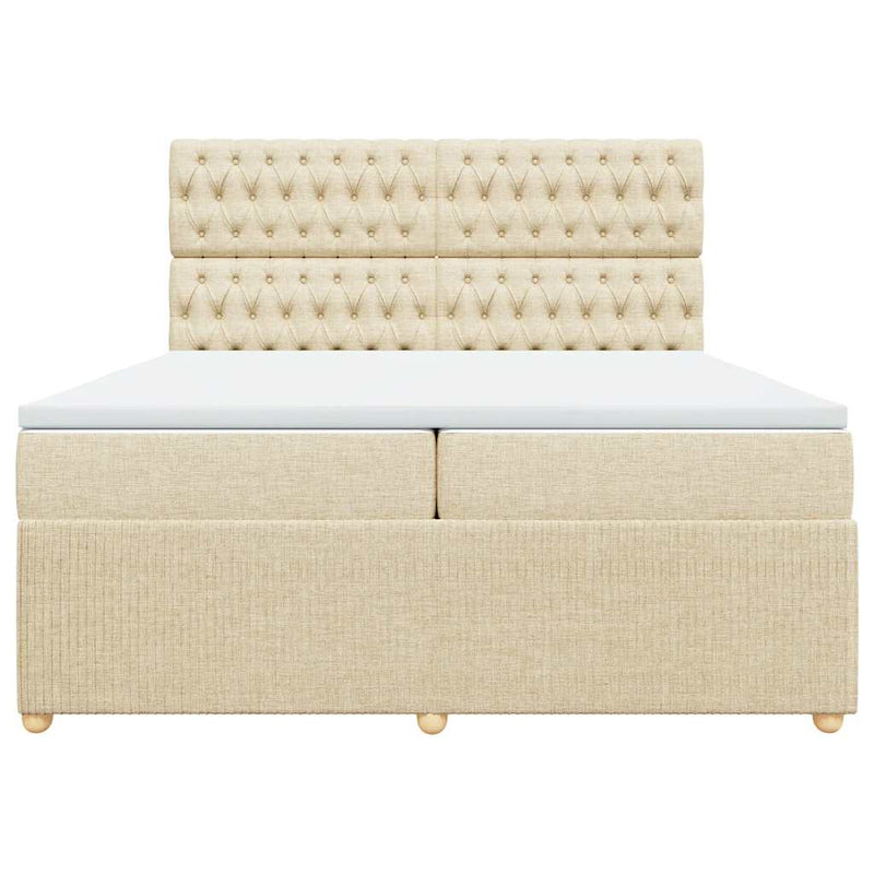 vidaXL krémszínű szövet rugós ágy matraccal 200 x 200 cm