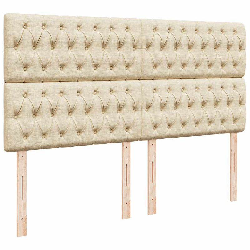 vidaXL krémszínű szövet rugós ágy matraccal 200 x 200 cm