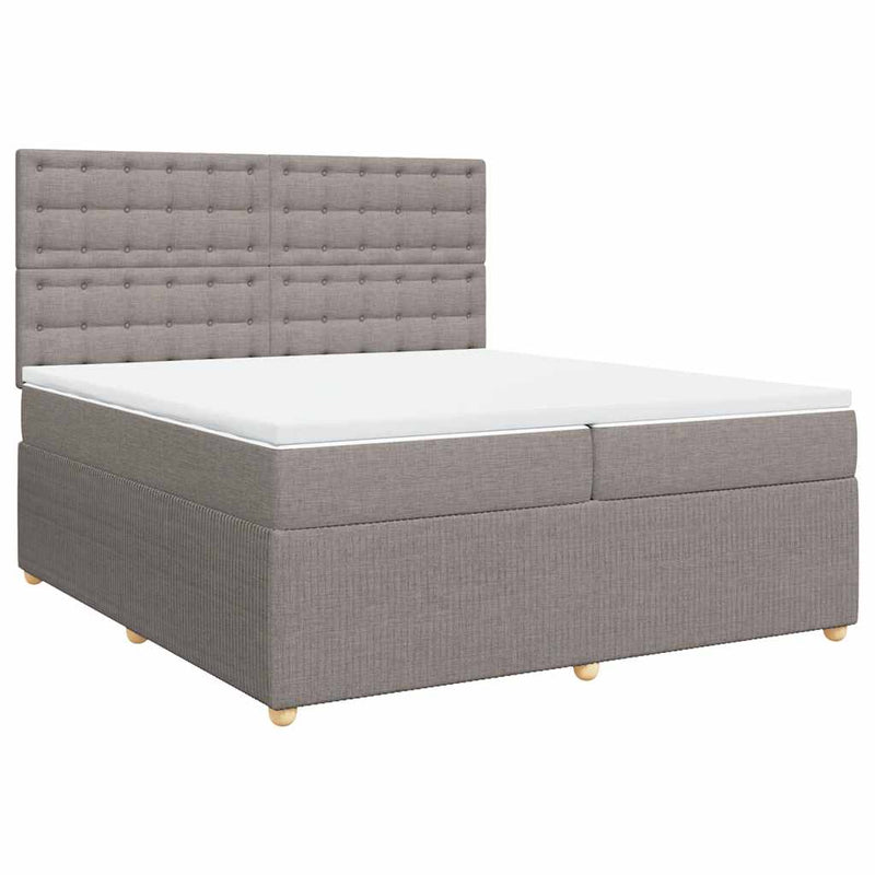 vidaXL tópszínű szövet rugós ágy matraccal 200 x 200 cm