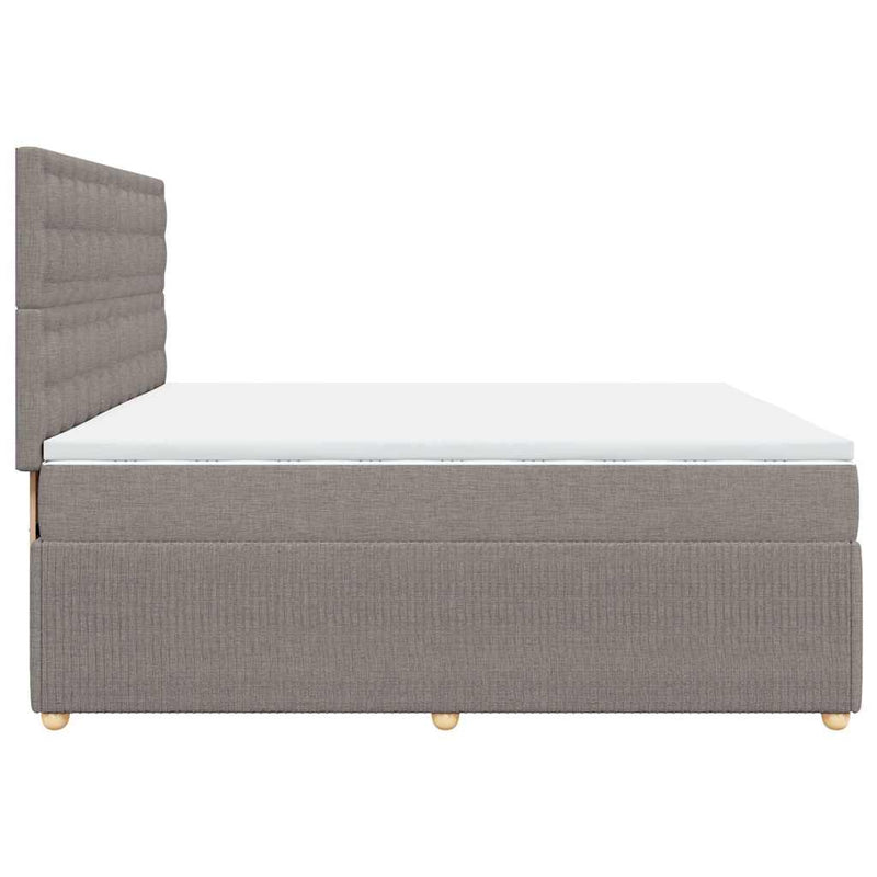 vidaXL tópszínű szövet rugós ágy matraccal 200 x 200 cm