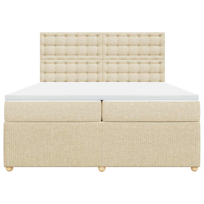 vidaXL krémszínű szövet rugós ágy matraccal 200 x 200 cm