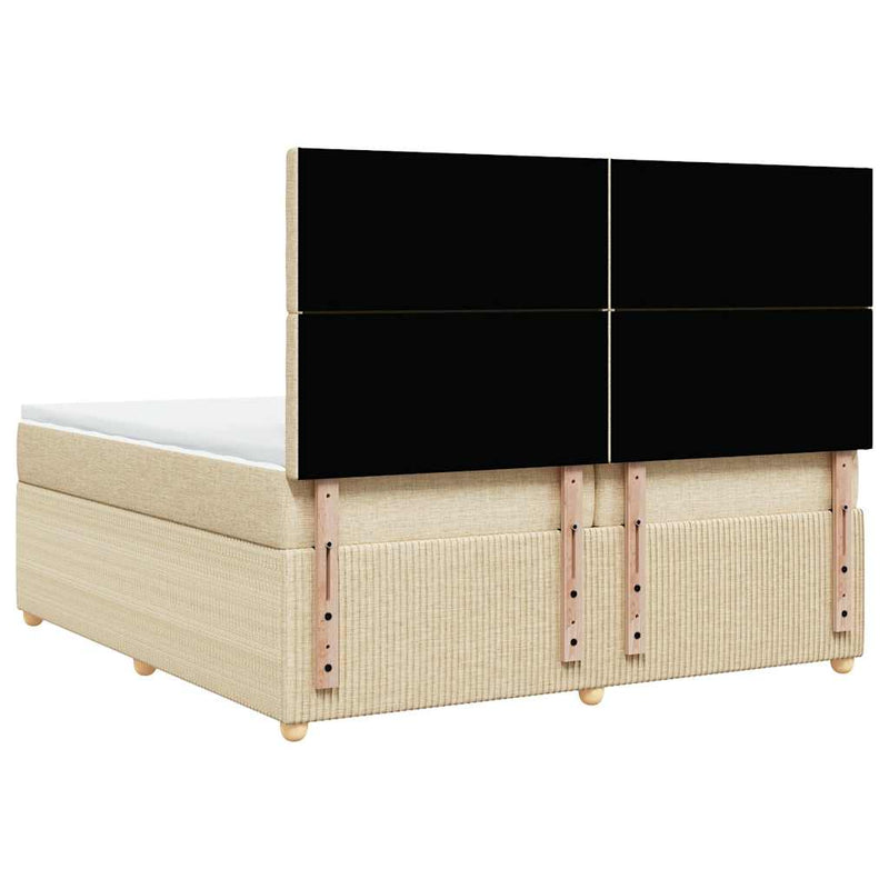 vidaXL krémszínű szövet rugós ágy matraccal 200 x 200 cm