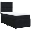 vidaXL fekete bársony rugós ágy matraccal 100 x 200 cm